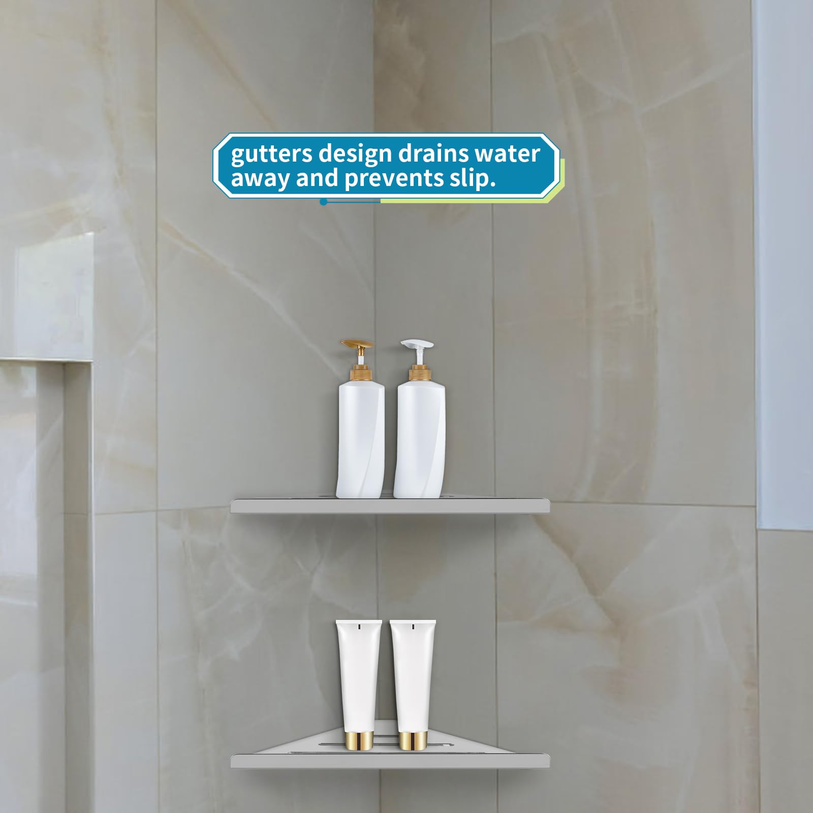 Skelang 304 Stainless Steel Corner Shelf, Triangle Shower Caddy - Image 4