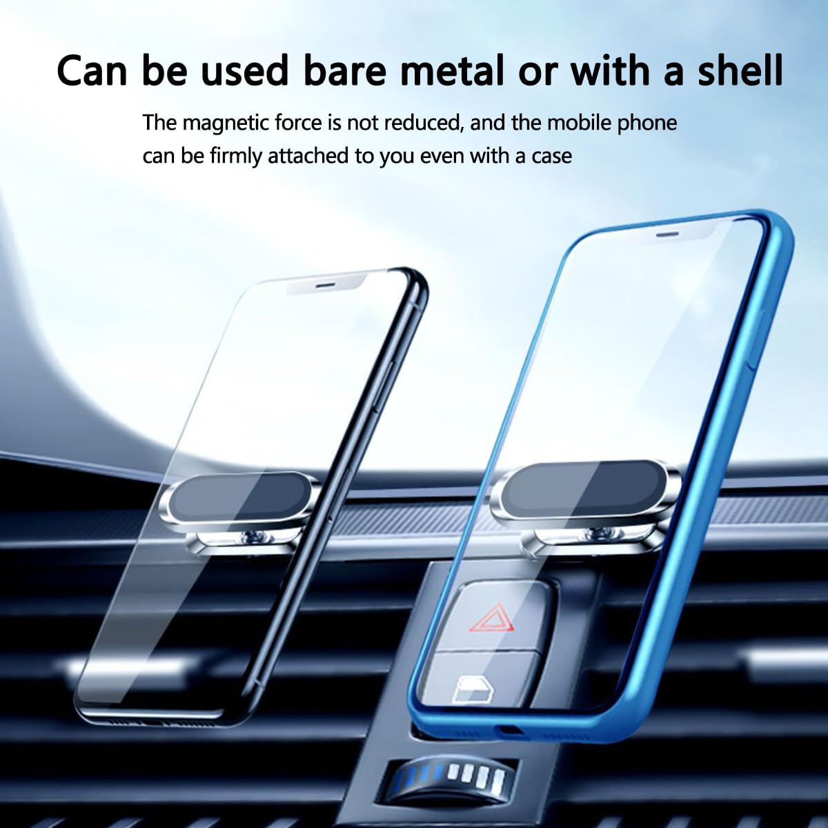 2 pezzi porta cellulare auto magnetico universale. Supporto per telefono regolabile e ruotabile a 360° Adatto per l'uso su cruscotti