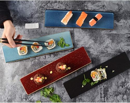 Miniatura 9 de Kichvoe Platos japoneses Plato de cerámica Plato para servir sushi Bandeja de platillo de sushi Tabla de quesos Contenedor de comida Sushi Servir