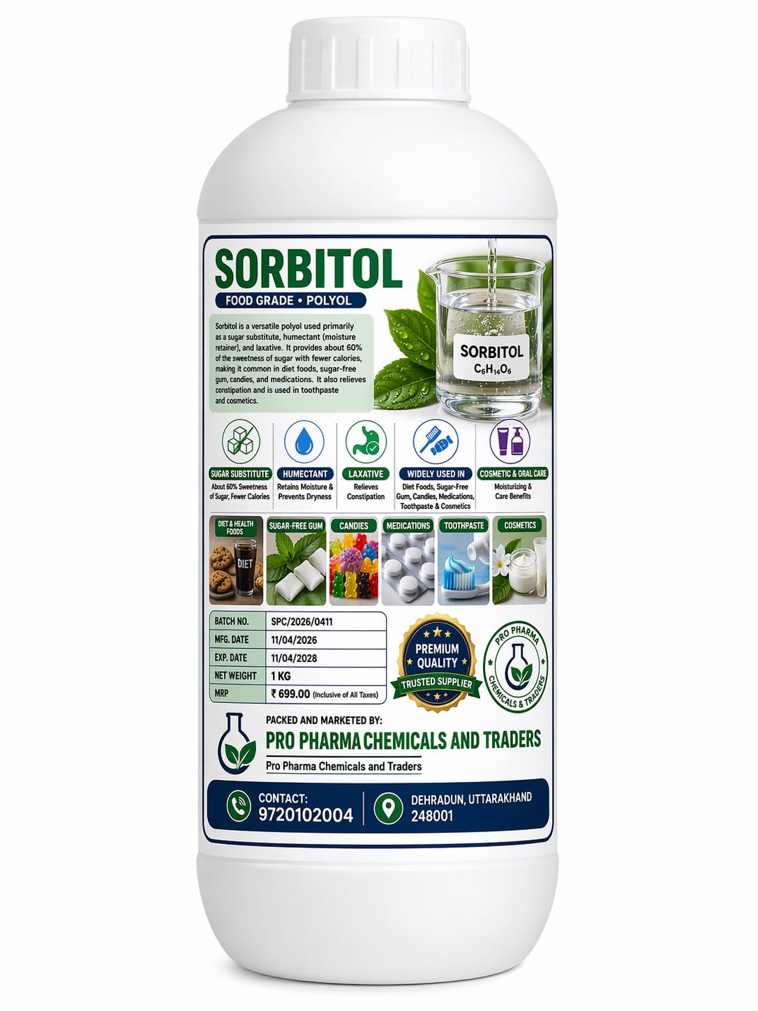 Sorbitol Liquid Humectant and Sweetener, 1 Liter, 1 Kilogram, for Food, Cosmetic and Pharmaceutical Use-picture-31