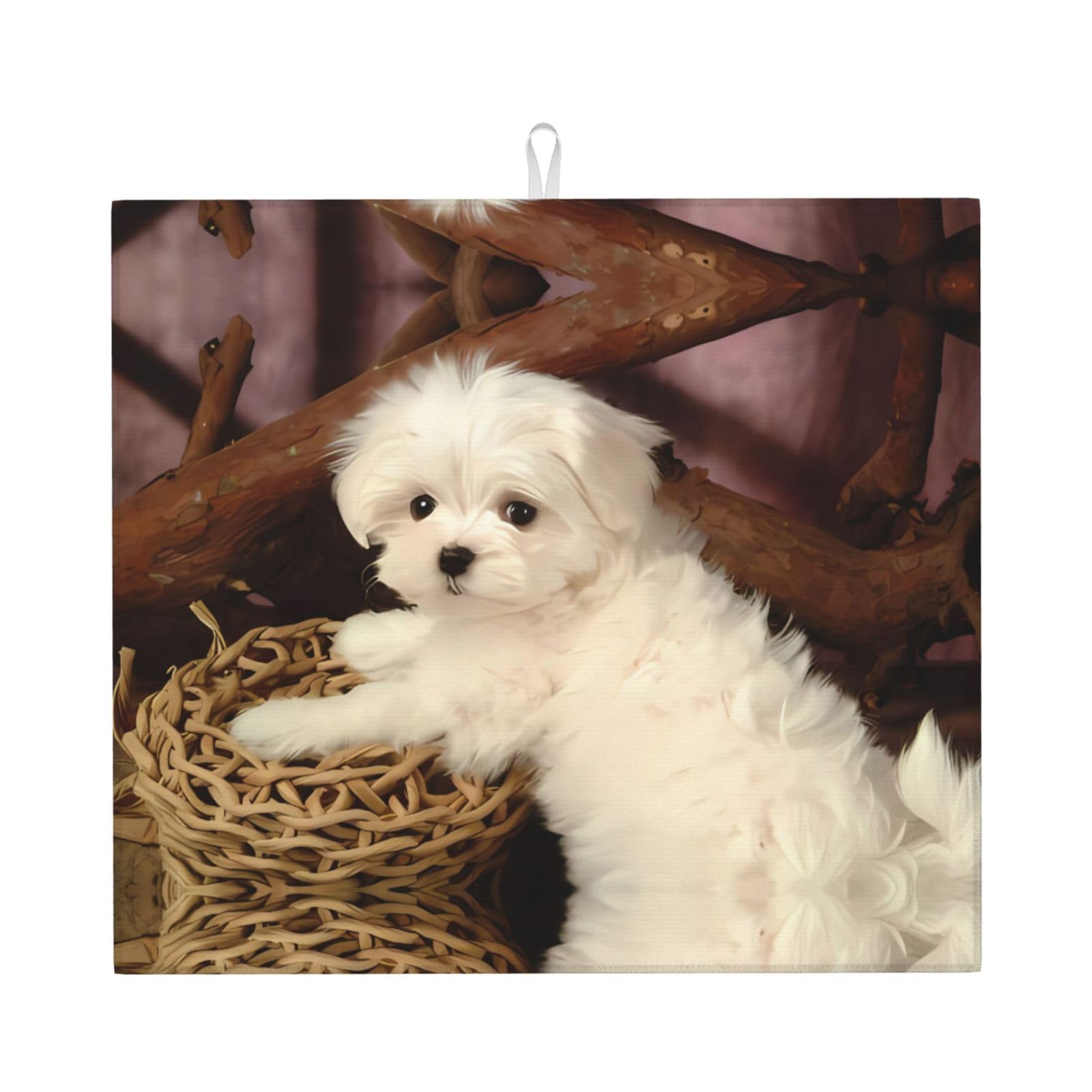 HJFCZH french poodle Prints Kitchen Drying Mat – Absorbent Microfiber Throw for Dishes, Non-Slip Counter Cover, Quick-Drying Layer with Fade-Resistant Print