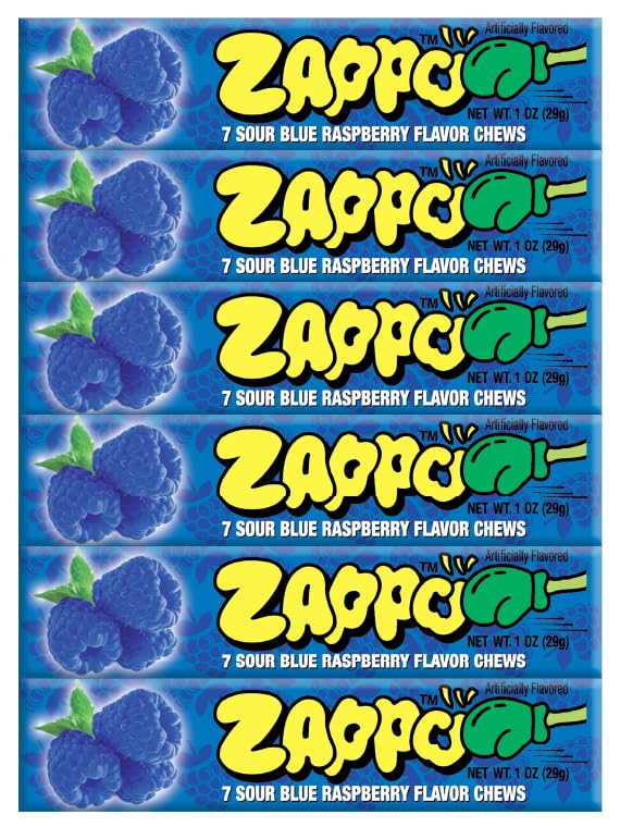 Image of Zappo Sour Flavored Chews Packs (6 Pack, Blue Raspberry)