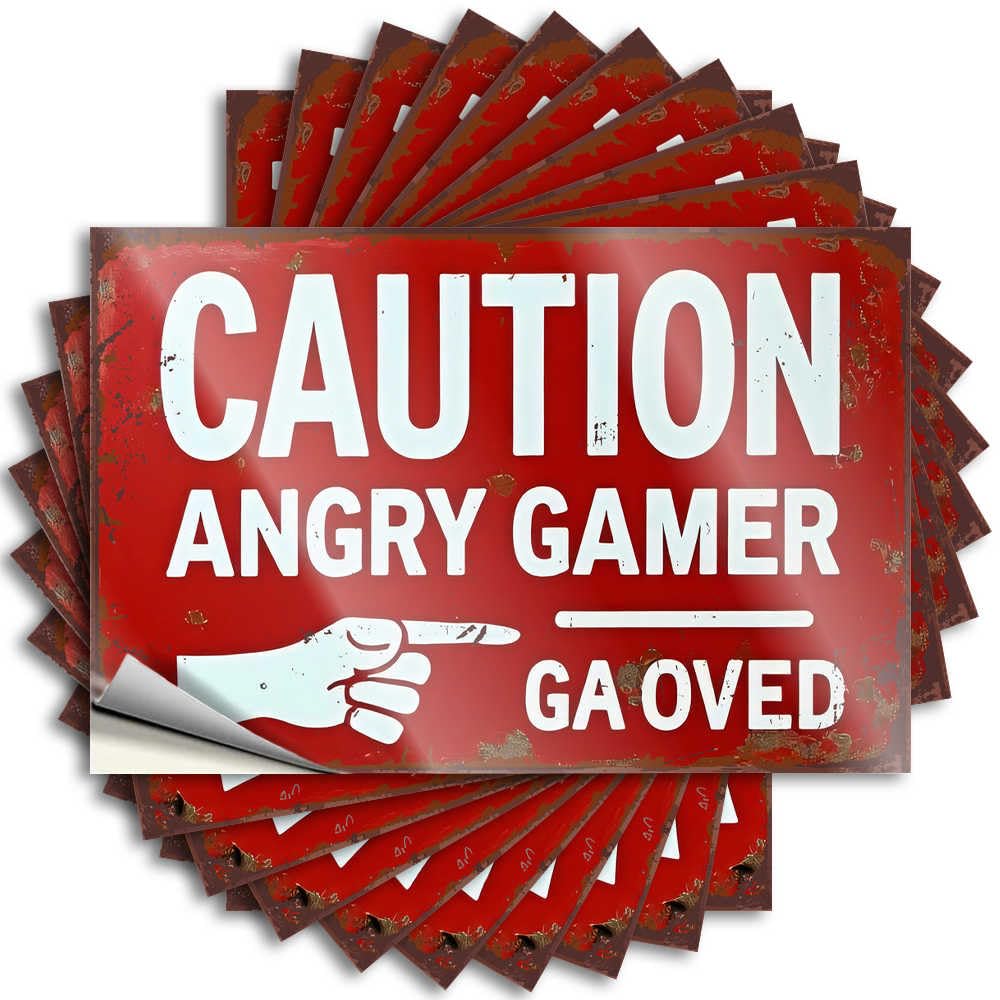 Fzfn Colour Retro Kitchen Decor Lettering Sticker Hat | Caution: Angry Gamer In The House! Coastal Teens Sticker Pack(8X12cm)