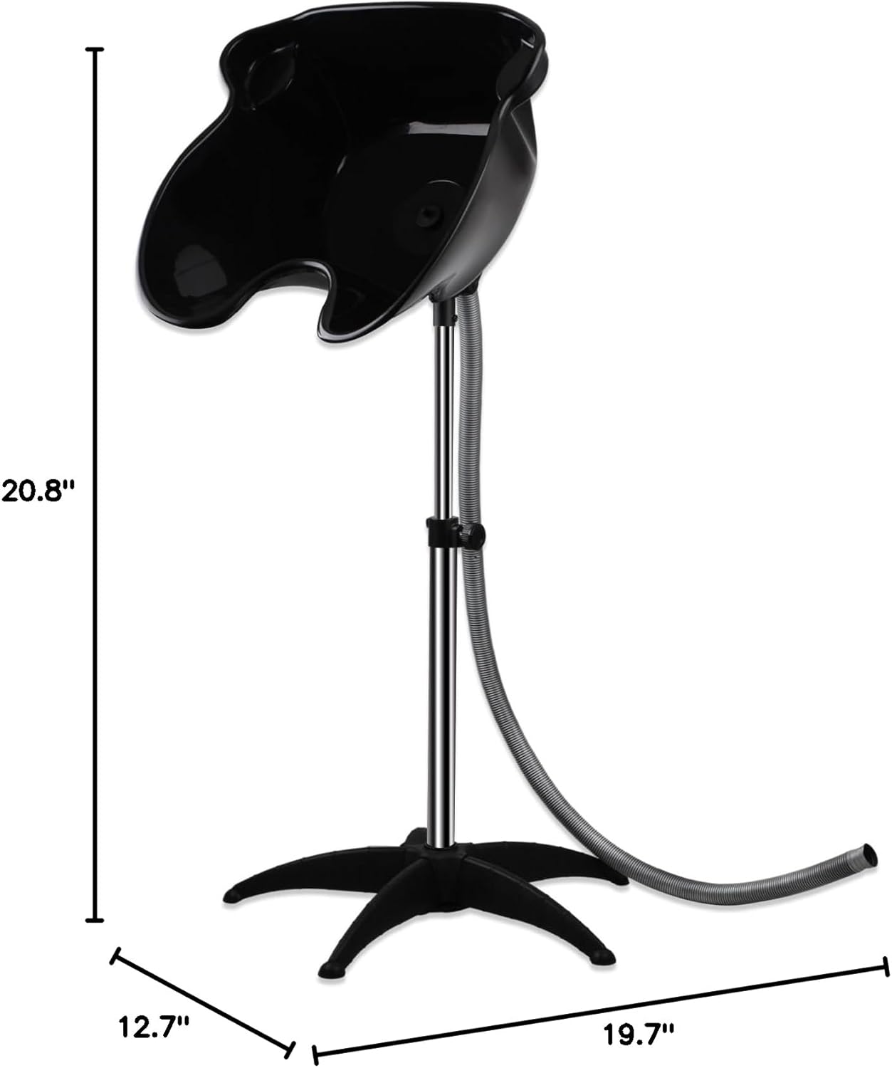 Portable Shampoo Bowl, Height & Angle Adjustable Hair Washing Sink with Drain Hose, Standing Salon Deep Shampoo Basin for Hairstylist and Home Services