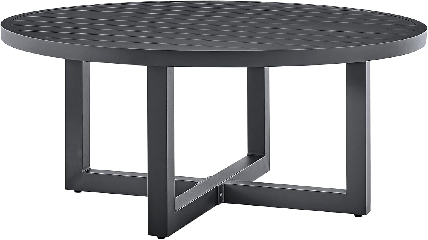 Armen Living Argiope Outdoor Patio Round Coffee Table in Grey Aluminum