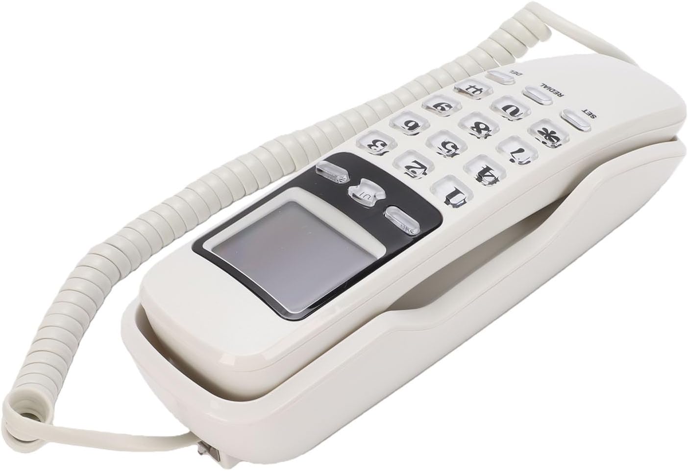 Wall Mountable Corded Telephone Retro Style with Dual Call Display for Kitchens and Hotels Strong ABS Construction (White(English Version))