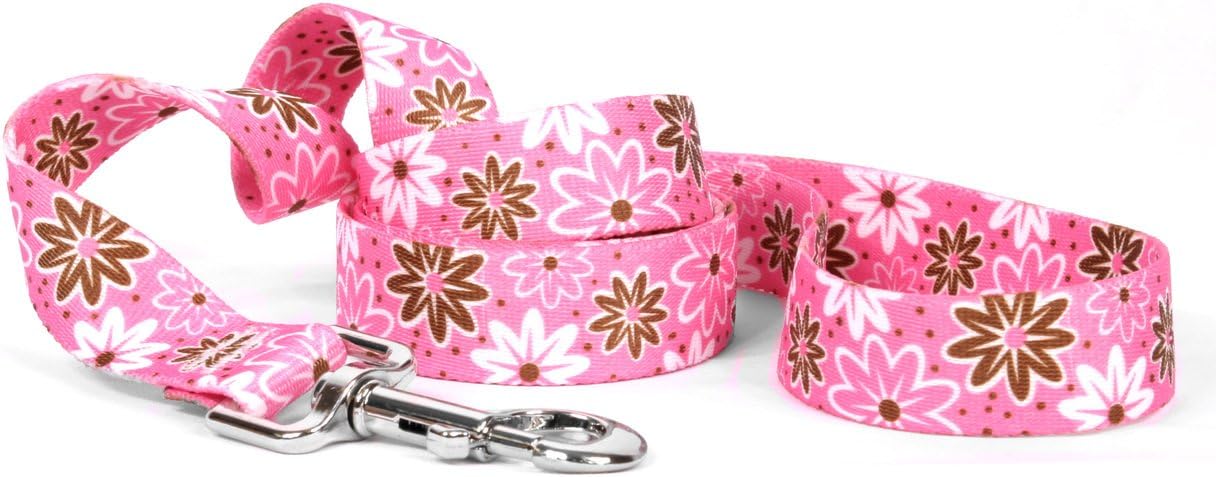 Yellow Dog Design Daisy Chain Pink Dog Leash 3/4" Wide And 5' (60") Long, Small/Medium