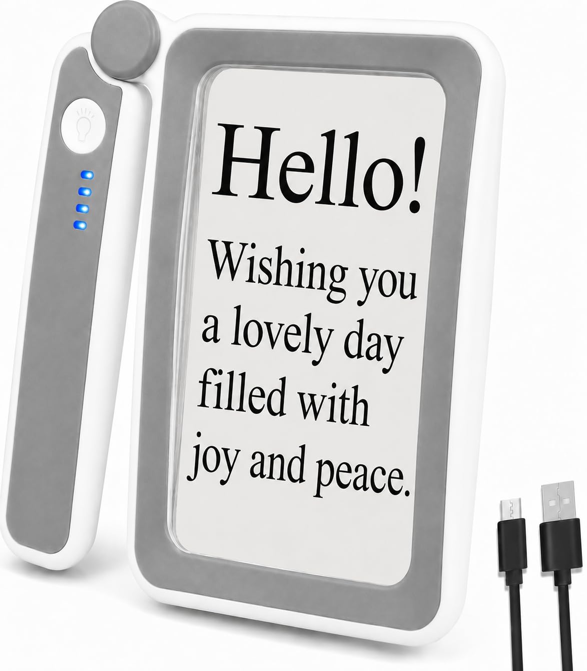 4X Magnifying Glass with Light for Reading, Rechargeable Reading Magnifier for Seniors, Small Print