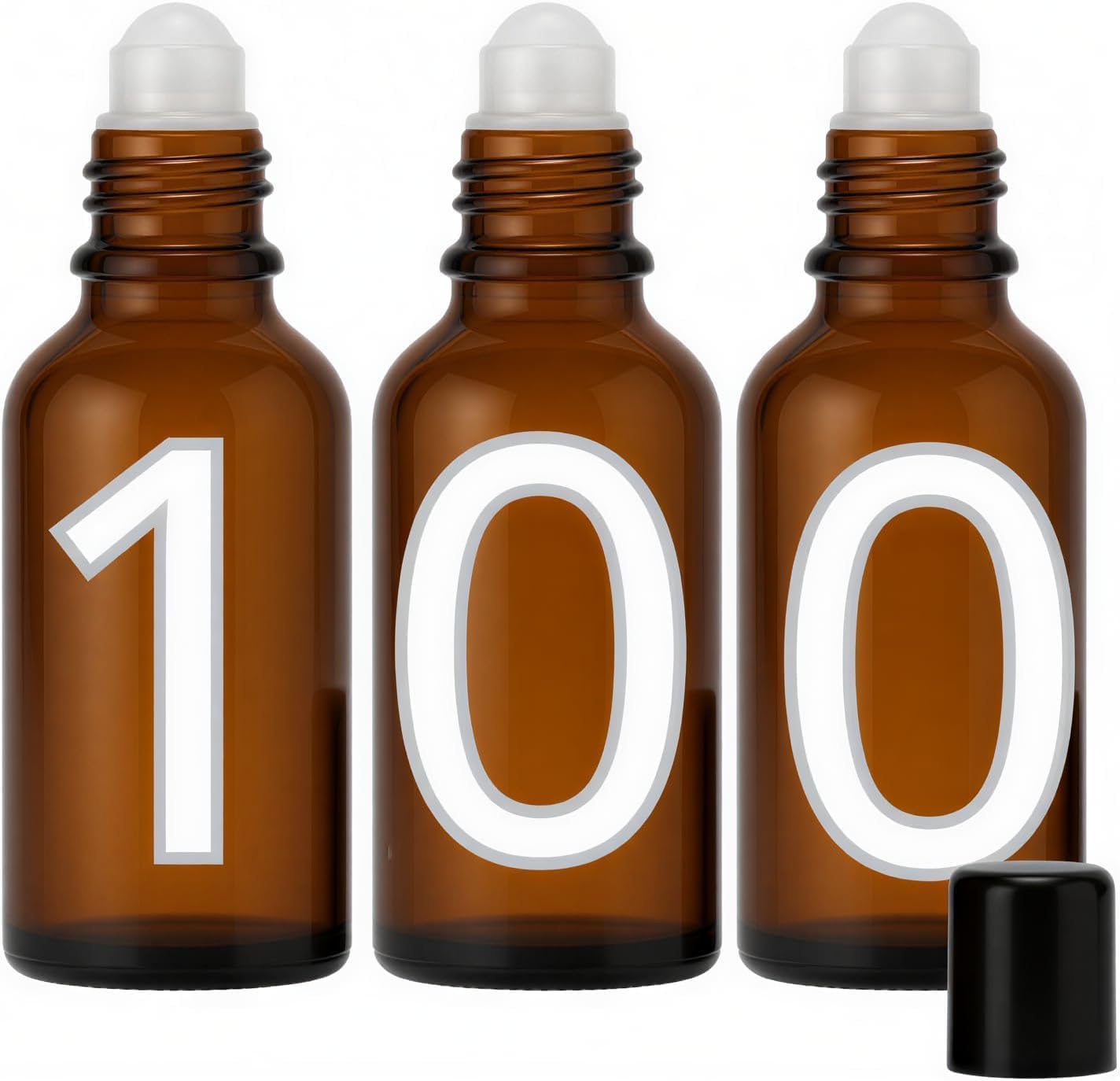 Confezione da 100 bottiglie di vetro 100 ml con tappo siero | flaconi vuoti per cosmetici naturali | oli essenziali | aromaterapia | laboratorio | Viaggi (Roll-on, 100 pezzi)