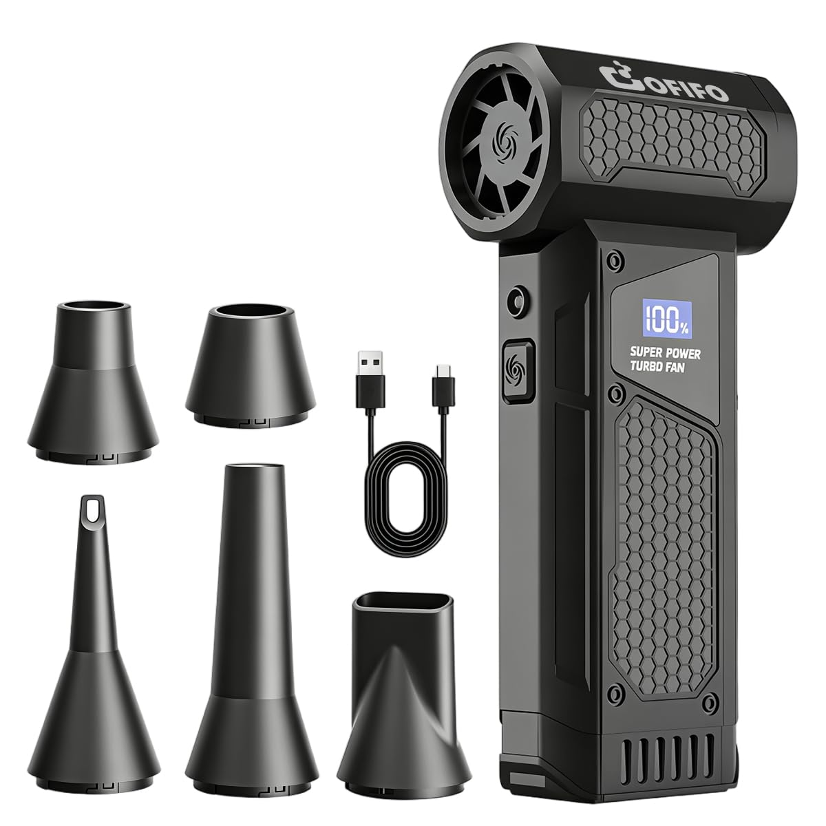 TechNova Air Duster 130000RPM Turbo Cordless Mini Fan with 4000mAh Battery, Type C Fast Charging, 4 Speed Adjustment, Multi Nozzle Set for Cleaning PC, Keyboard and Home Electronics Devices-image-26