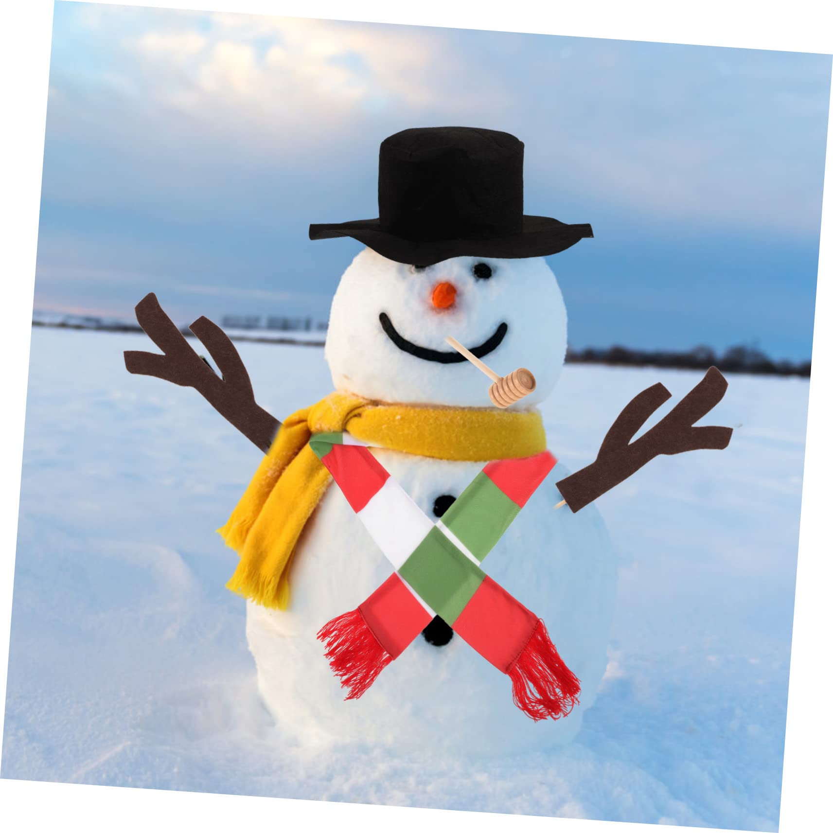 IMIKEYA 5 Sätze Schneemann DIY Zubehör Winterliche Schneemanndekorationen Schneemann Bausatz Selber Machen Weihnachtsschneemann Dekore Schneemann-schal Weihnachtsschneemannmütze Hölzern