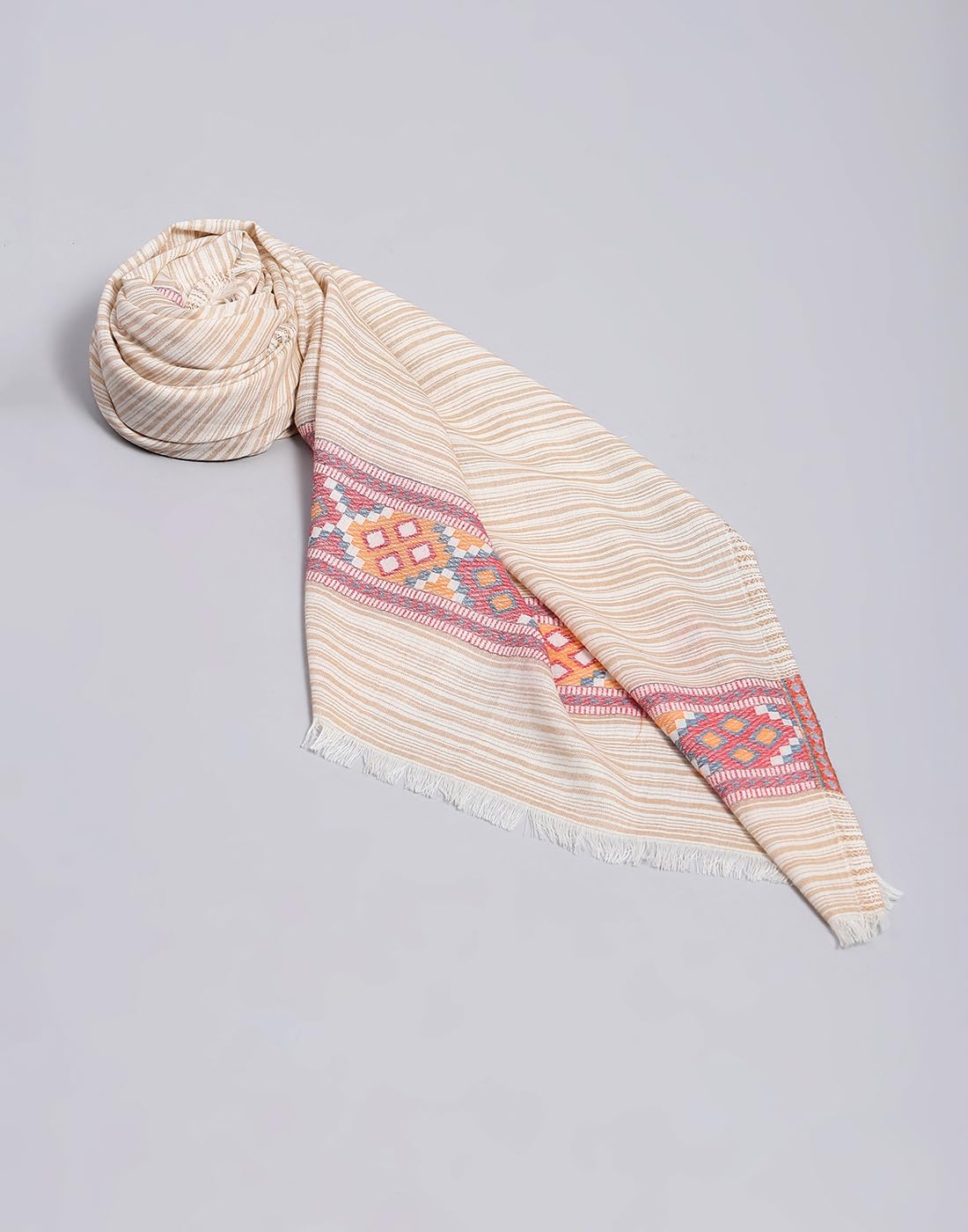 Monte Carlo Womens Self Design Beige Shawl (224SHW7098-0-40) 3