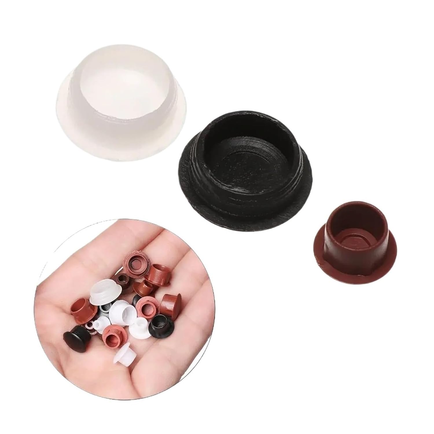Decorative Cabinet Hole Plugs, Furniture Hole Cover Hardware Rings 50 pcs 5-16mm(White,8mm)