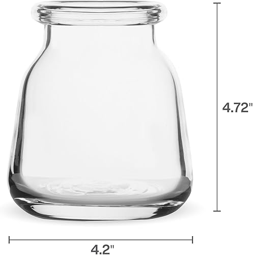 Miniatura 8 de Elements Jarrón de vidrio para botella de leche, para uso con flores secas o sintéticas y vegetación, 4.2 x 4.2 x 4.72 pulgadas, transparente
