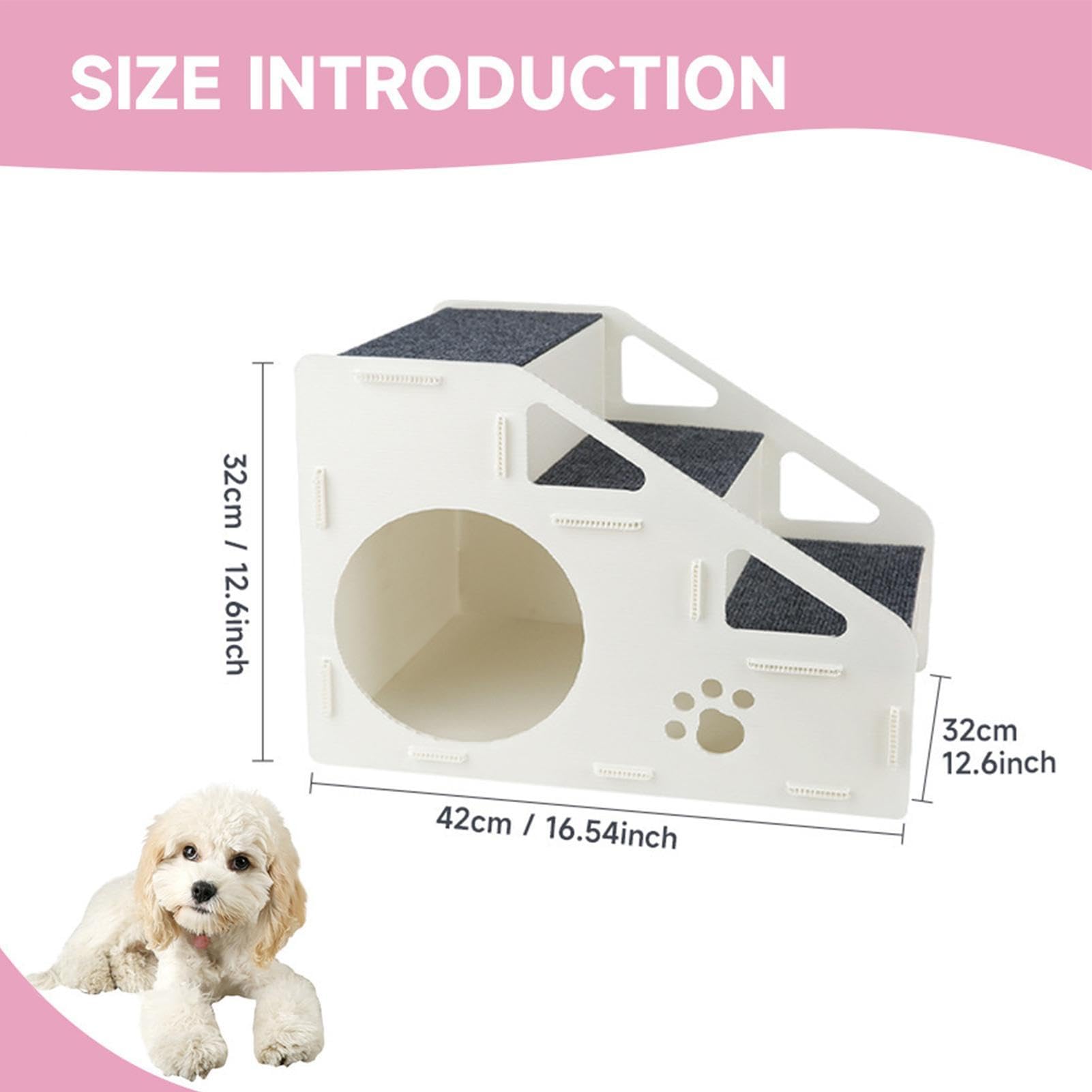 Scale Per Animali Domestici 2 in 1 Rampa Pieghevole Antiscivolo | Piccola Casa per Cuccioli per Casa Soggiorno Camera da Interni Cani Cuccioli Gatti Micini Piccole Razze e Alto