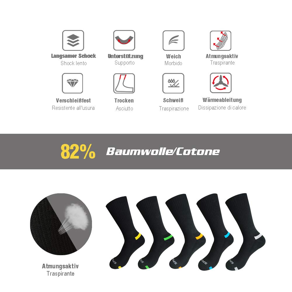 Y&S Sportsocken Herren Damen Wandersocken Trekkingsocken Funktionssocken Laufsocken Atmungsaktiv Unisex Tennissocken 6/12/24 Paar Baumwolle Socken(S,24 Paar)