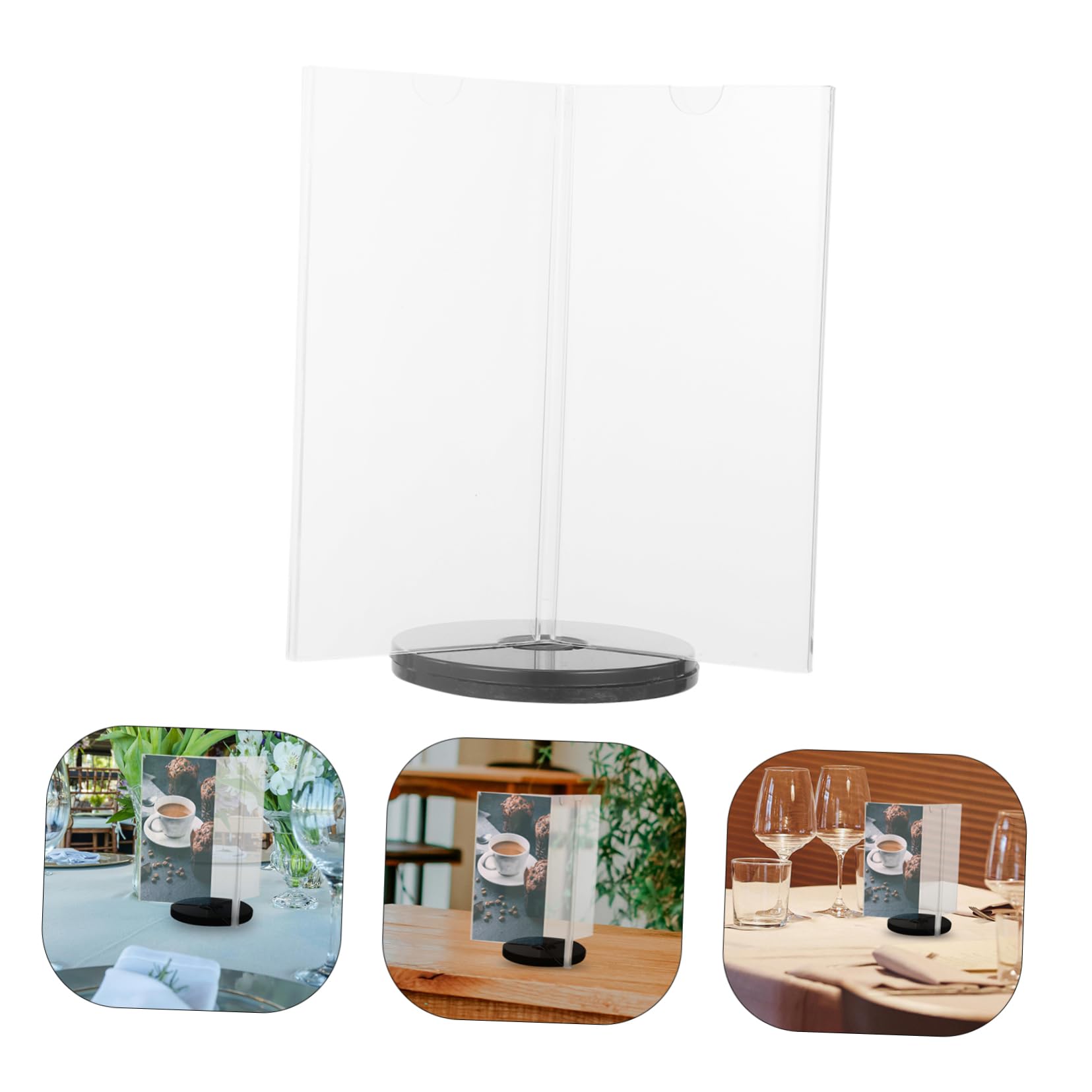 2piezas Soporte De Menú De Escritorio Exhibidor De Menú Multifacético Con Base Para Restaurantes Cafés