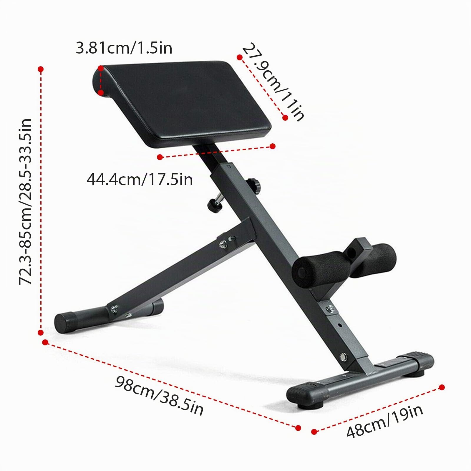 Hyperextension - Silla romana plegable con extensión de espalda y entrenador abdominal, 5 sillas romanas ajustables, banco de hiperextensión, glúteos, entrenamientos abdominales, equipo de ejercicio