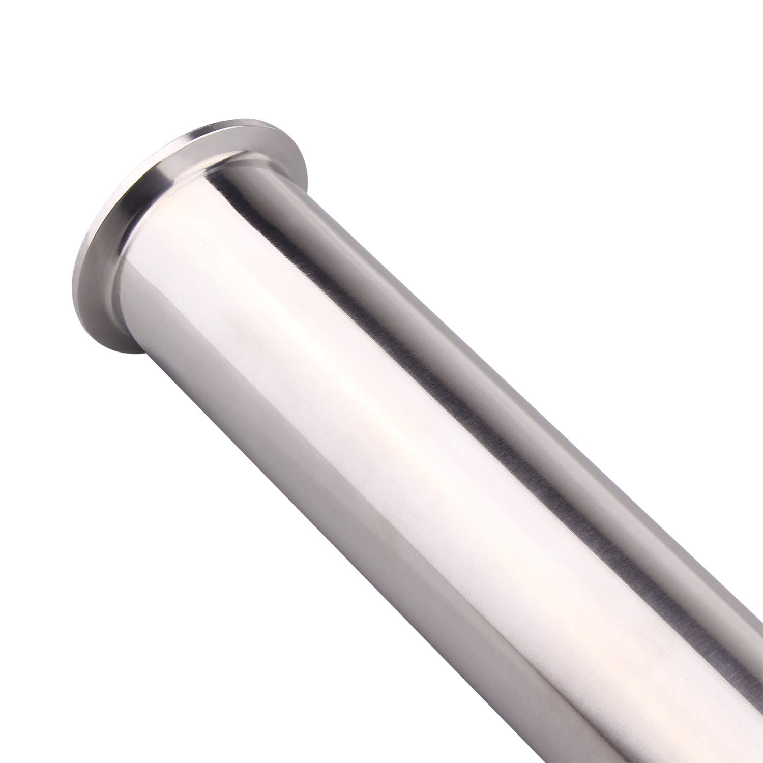 Dernord Tubo de bobina sanitaria con extremos de abrazadera, tubo redondo sin costuras de acero inoxidable 304 con abrazadera triple de 2 pulgadas, brida de virola de 64 mm