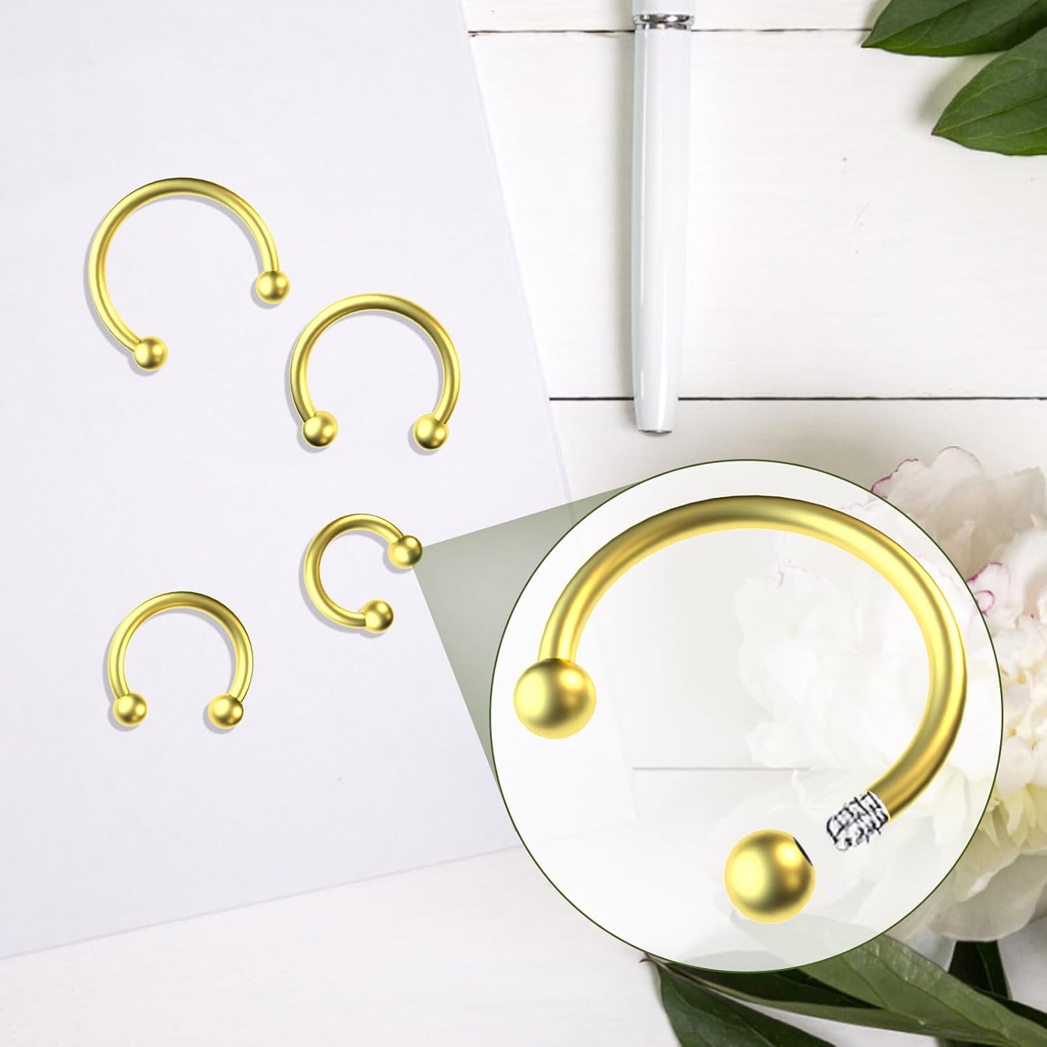 8 PCS 16G Surgical Steel Horseshoe Nose Septum Earrings Eyebrow Lip Retainer Spiral Tragus Puncture Rings 6-12mm for Women Men