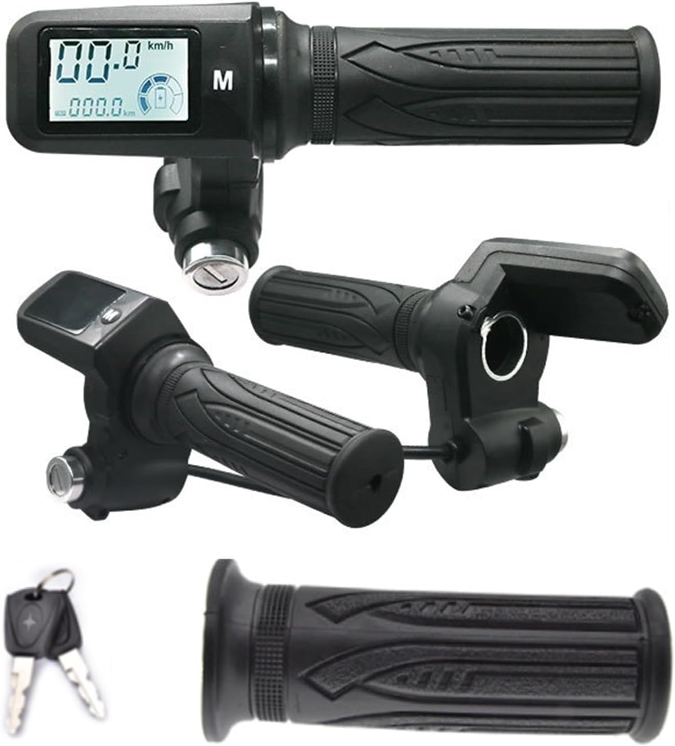 1pair E-Bike Throttle Handlebar 24V-72V Electric Scooter Tricycle Bicycle Grip Handlebar LED Display Practical Cycling Accessory(8pin with 3 gear speed adjustment)
