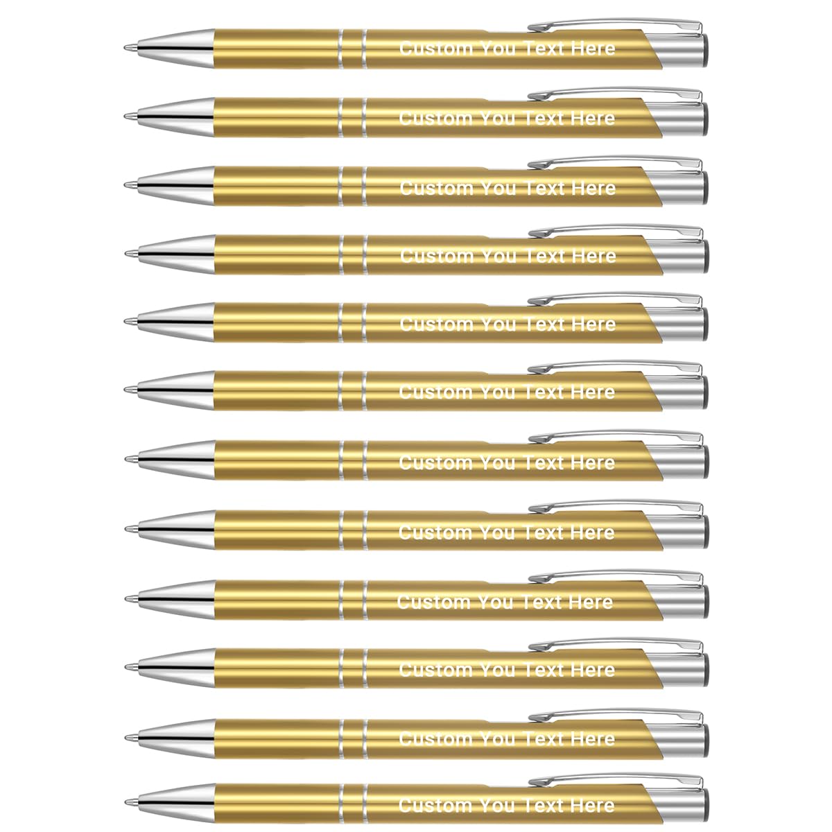 Zoonnis 50 Pcs Personalised Retractable Ballpoint Pens for Business Personalized Engraved Pen In Bulk for Women Men with Name Text Customised Pen Writing Custom Pen With Black Ink for School