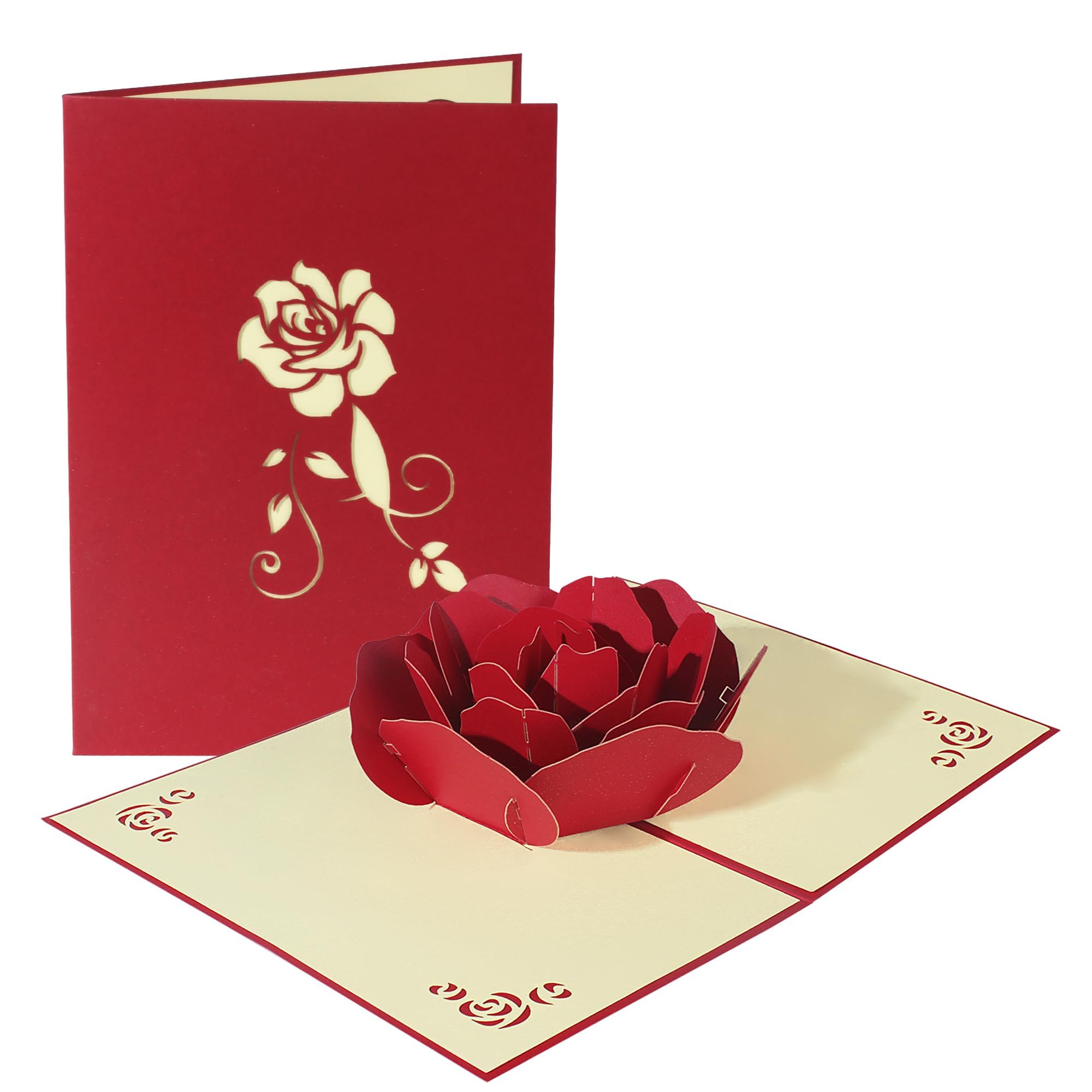 ELECDON Rose 3D Pop-Up Card Valentines Day Card, With Envelope Valentines Card Mothers Day Card Mom Anniversary Card Wife Husband Happy Birthday Card Thinking of You Greeting Card