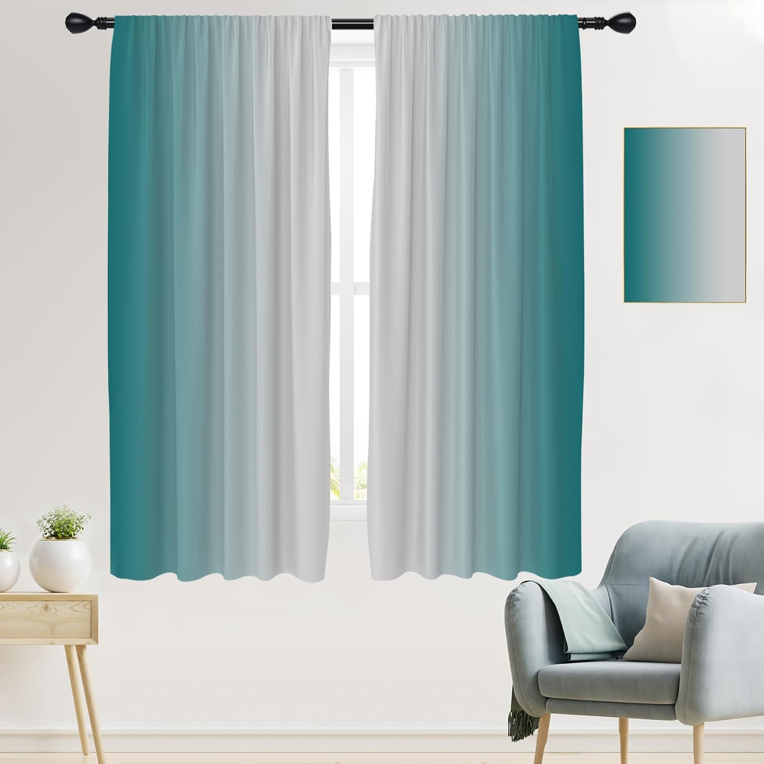 Teal And Gray Curtainsnull