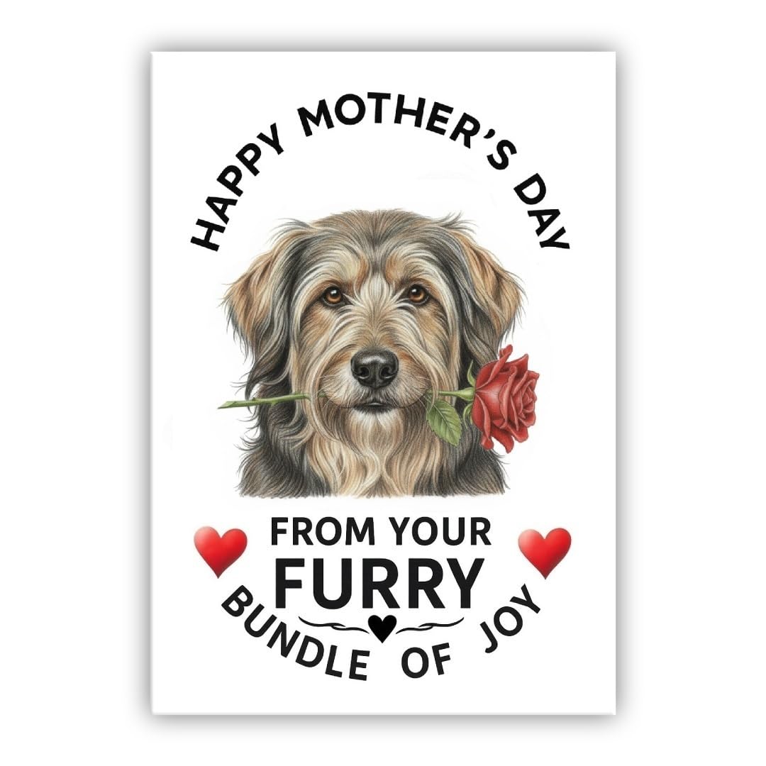Mother’s Day Dog Card – Pet Mothers Day Greeting Card from the Dog - “Happy Mother’s Day” - Many Breeds Available (• Catalan Sheepdog)