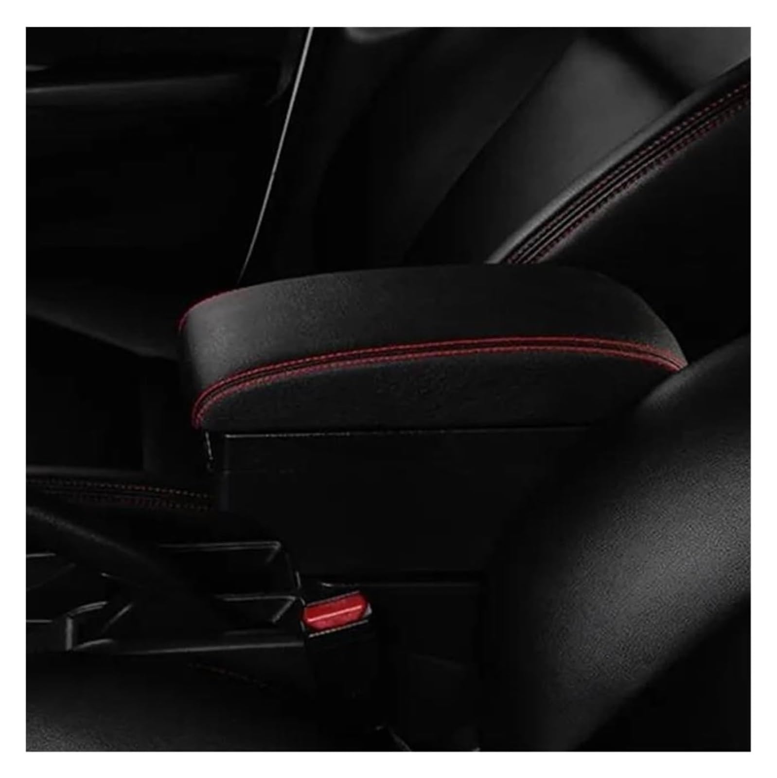Per VW Per UP Bracciolo Auto Scatola Portaoggetti Interni Retrofit Ricarica USB Braccioli Accessori Copri Bracciolo Auto(A1 Black Red)