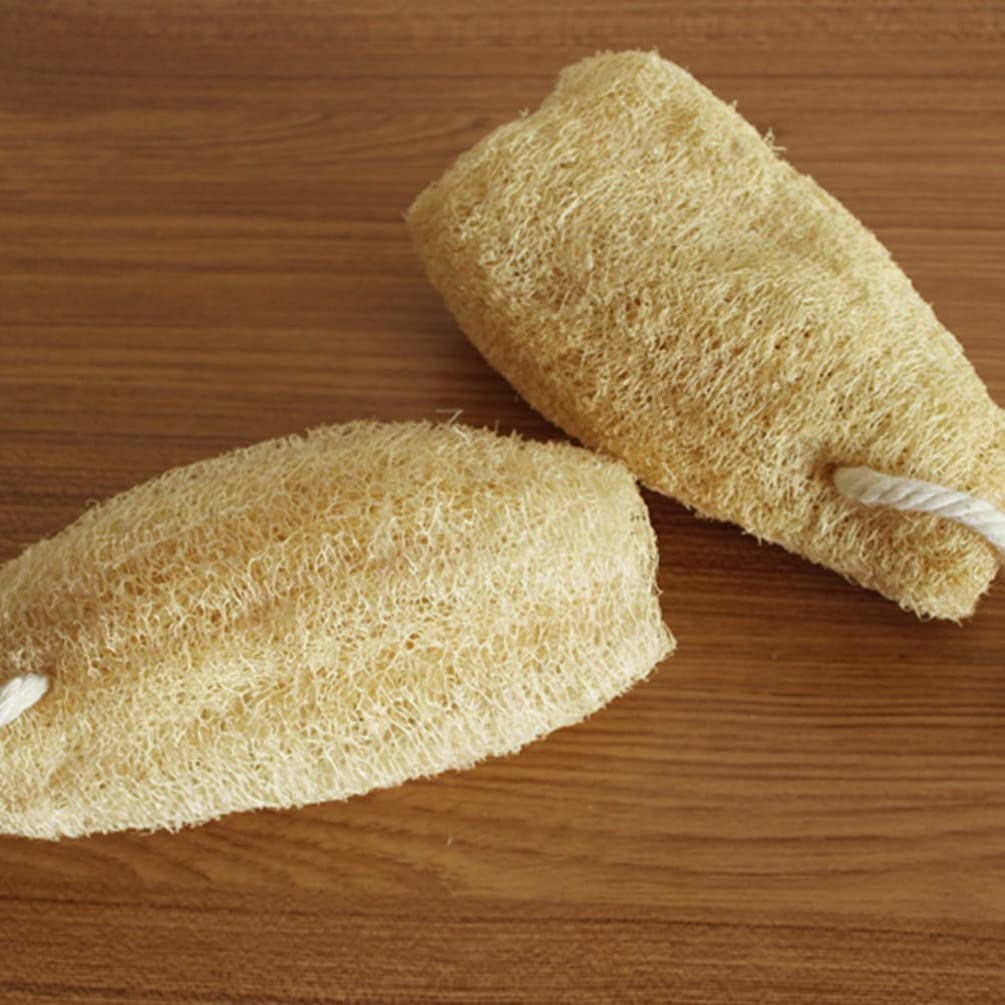 1pc Natural Loofa Large Back Scrubber Real Bath Scrubbers Natural Loofah Sponge for Men Women Adults (Beige)
