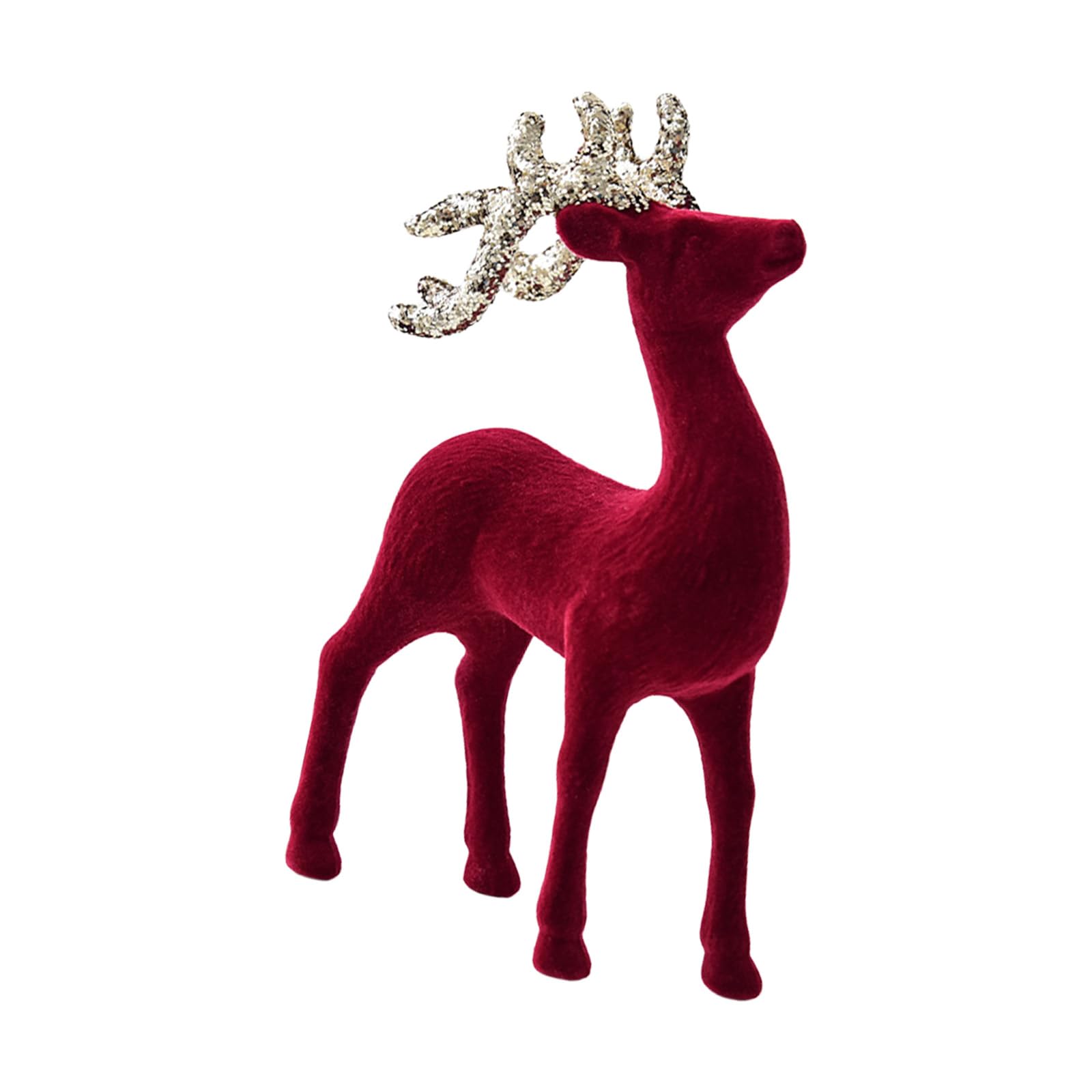 Msioytog Christmas Deer Figurines, Deer Animal Model, Realistic Reindeer Figurines with Glittered Antlered and Feet Centerpieces Tabletop Ornament