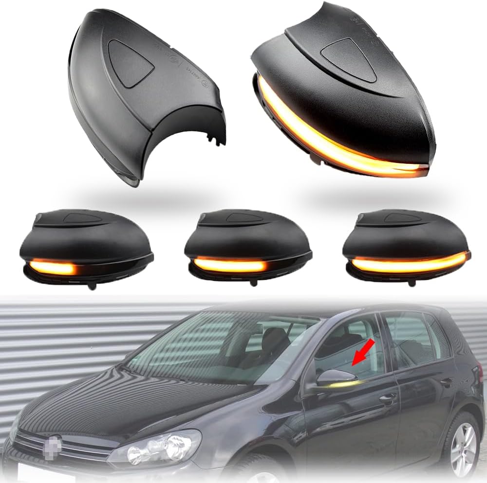 MKptopia Dynamic Turn Signal for Golf MK6 for GTI 6 R Line VI R20 LED Turn Signal GTD Side Mirror Indicator Compatible with VW-Sin Holes