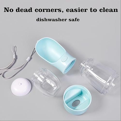 Miniatura 7 de Botella de agua multifuncional para mascotas de 13 onzas de agua + 6 onzas de alimentos, botella portátil para perrogato a prueba de fugas, con