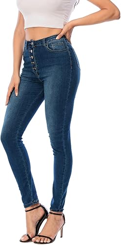Ecupper Vaqueros Skinny Fit para Mujer, Vaqueros Slim de Cintura Alta, Vaqueros Estirables para Mujer