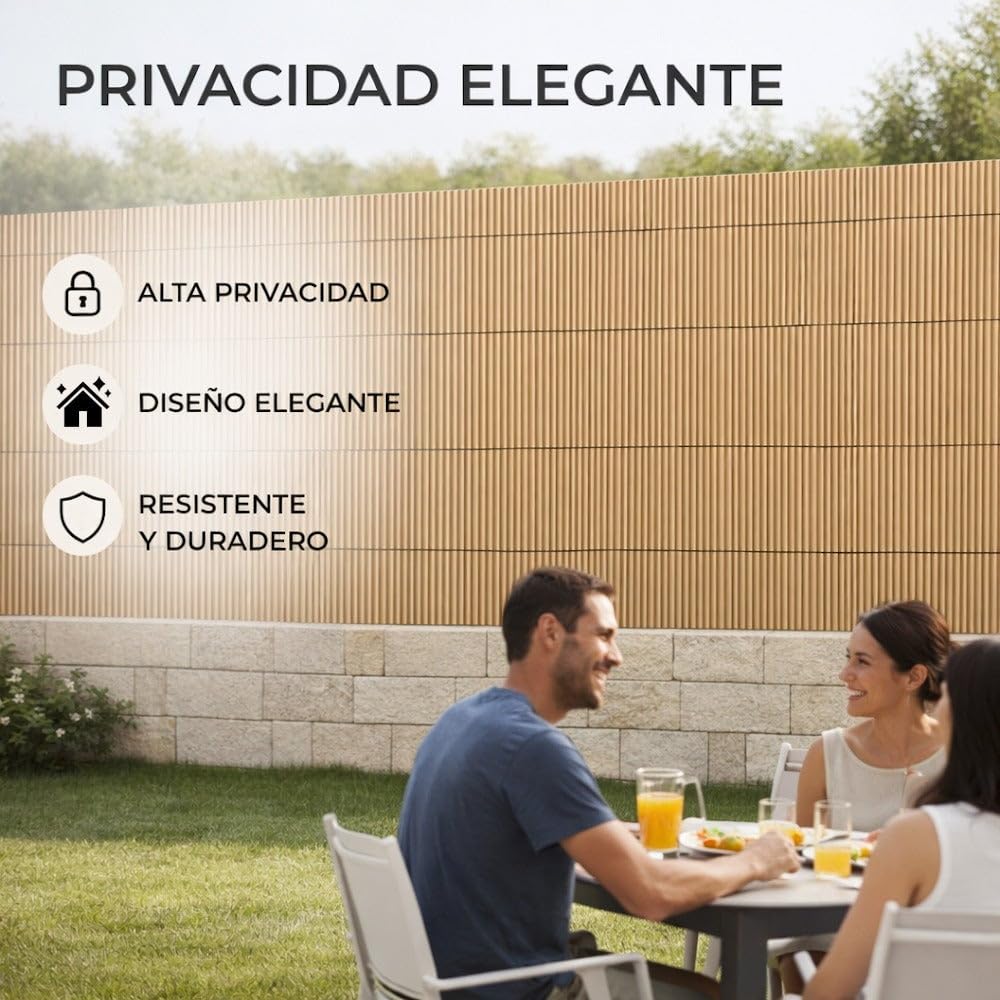 LOLAhome Cañizo PVC de Doble Cara Marrón 3x1 metros | Resistente 1.200 gr/m2, Decorativo y Fácil Instalación | Alta Privacidad y Ocultación para Valla, Jardín, Balcón o Terraza