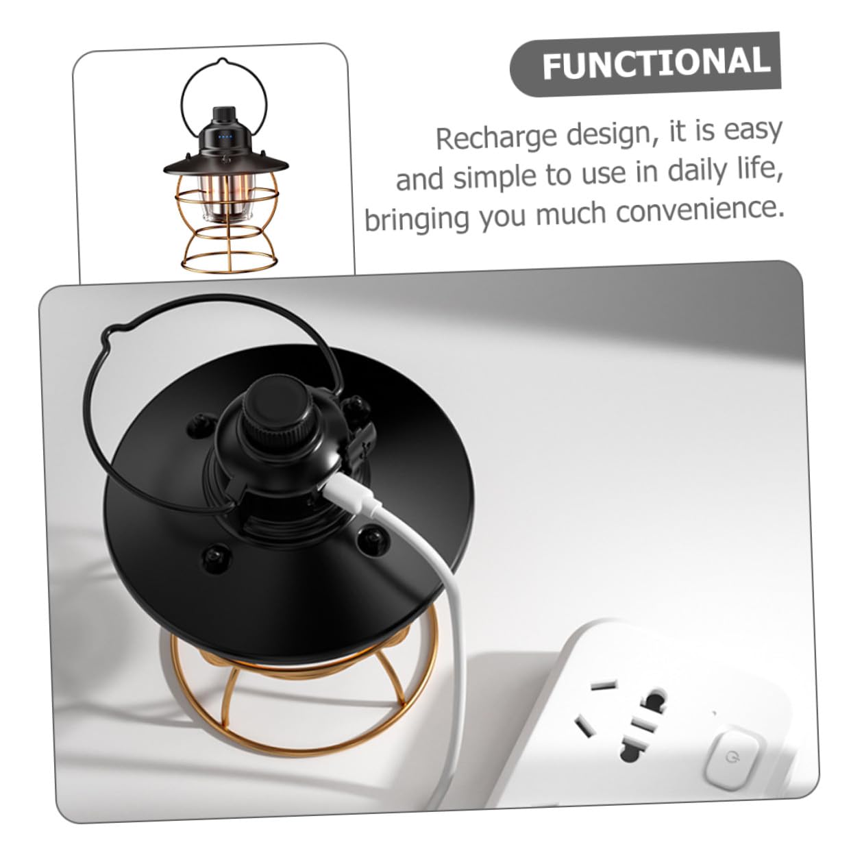 Linterna LED Camping Portátil Recargable Vintage Lámpara de Mano Ligera con USB Multifuncional para Acampada y Senderismo Luz LED Mano Fácil de Usar