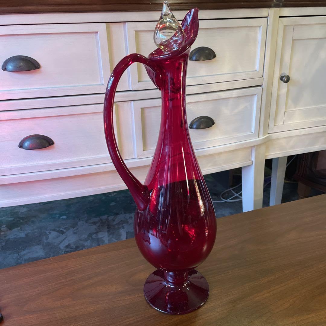 Amazon.co.jp: 沖縄琉球ガラス赤置物花瓶水差し赤 : ホーム