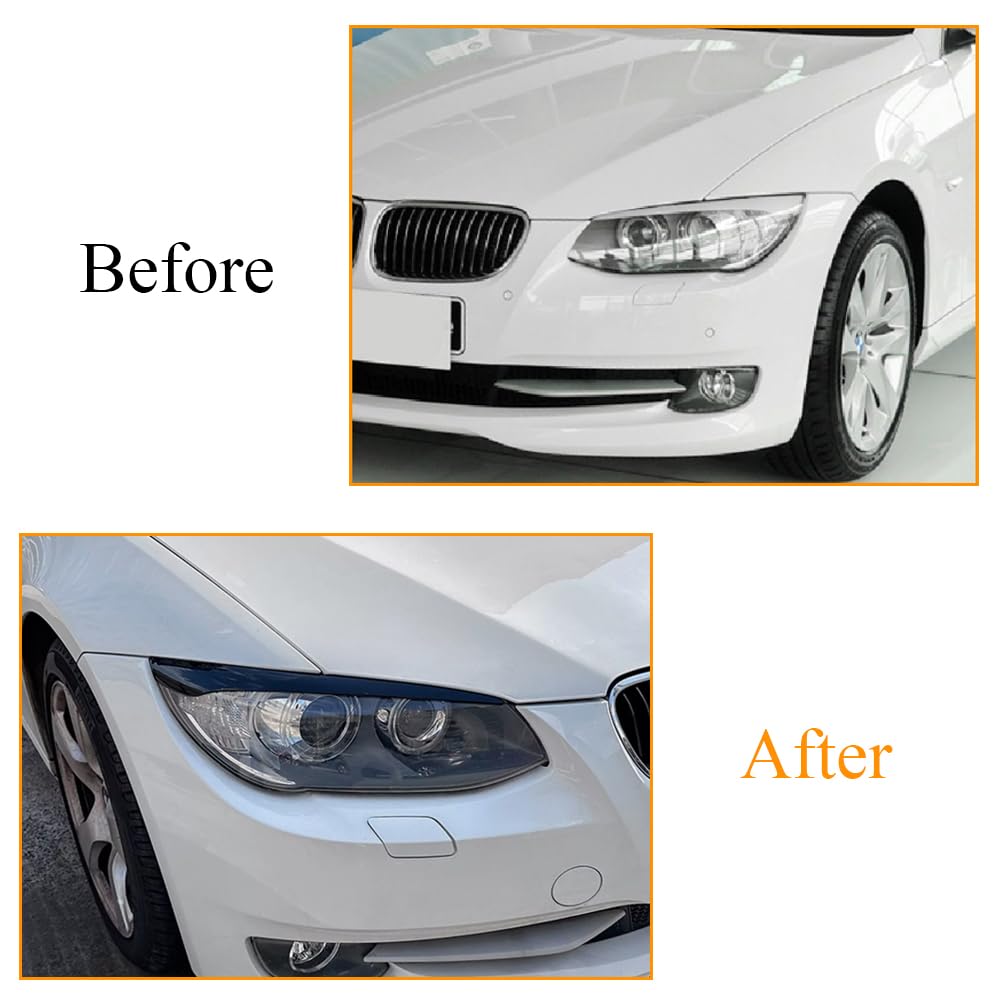 Párpado de Faro, Cejas de Faros de Coche Negro Brillante, Cubiertas de Cejas Cubiertas de Párpados compatible con BMW Serie 3 Coupe E92 E93 LCI 2010-2012