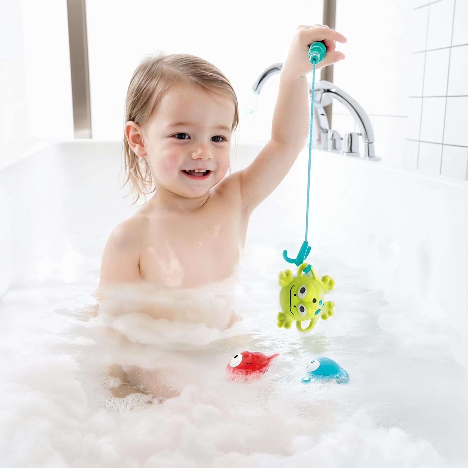 Hape Double Fun Fishing Set | Jumping Sea Creatures with Net & Detachable Fishing Pole Handle