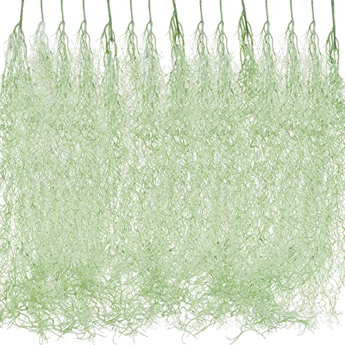 Cindeer 15 Pcs Spanish Moss Hanging Strands,33 Inch,Light Green