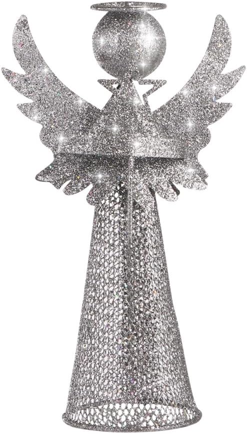 Amosfun Christmas Tree Topper Angel Glittering Christmas Tree Ornament Topper Angel Winter Party Decoration Supply 9 Inch
