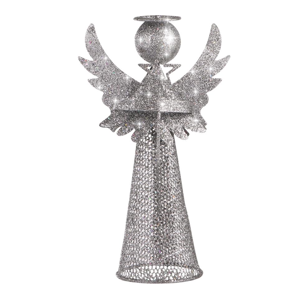 Silver Christmas Tree Topper Angel Exquisite Shimmery Christmas Tree Topper Star Tree Topper Xmas Trees Topper Ornament for Home Shopping Mall Christmas Tree Decor