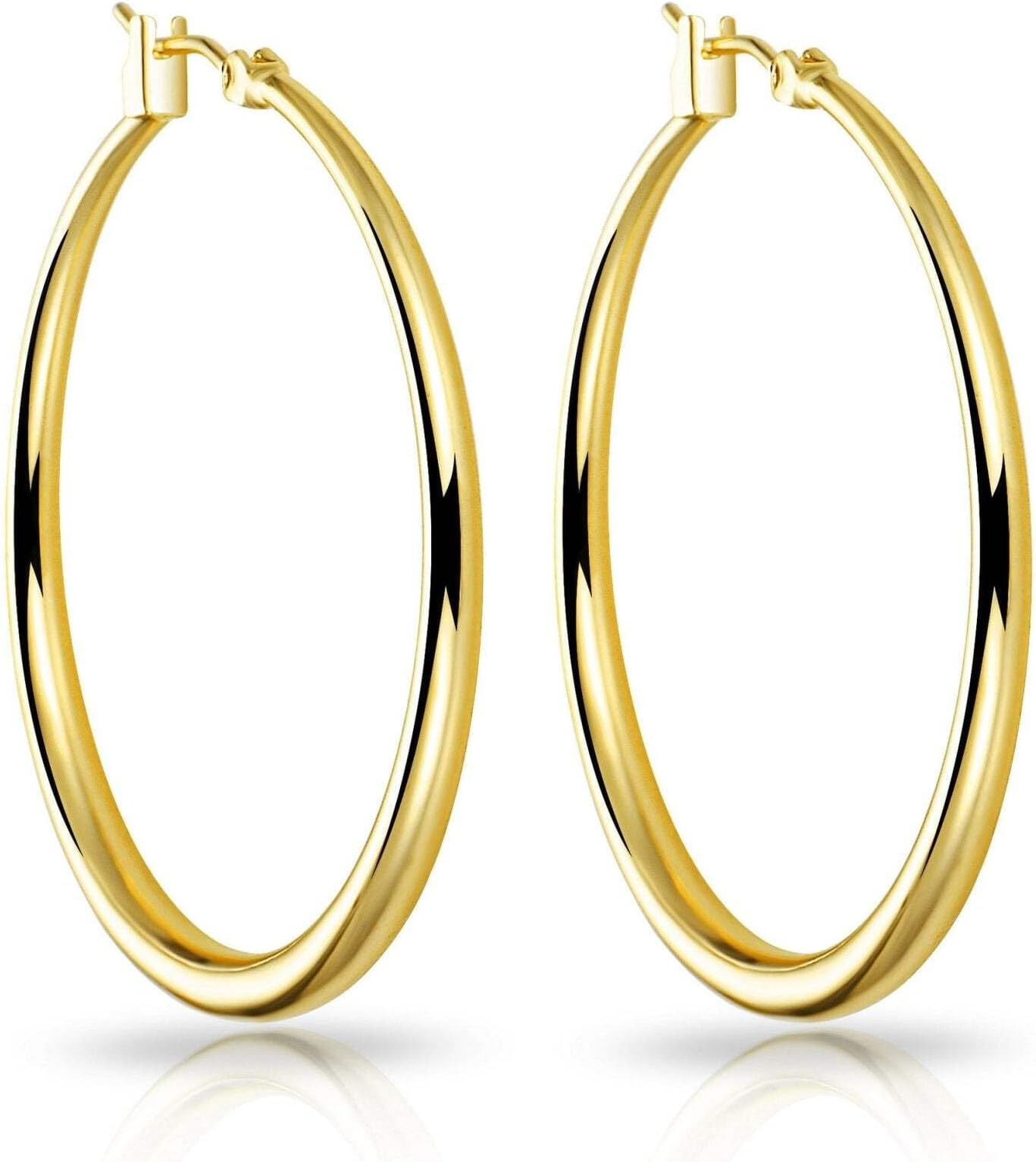18k Gold Plated 40mm Hoop Earrings