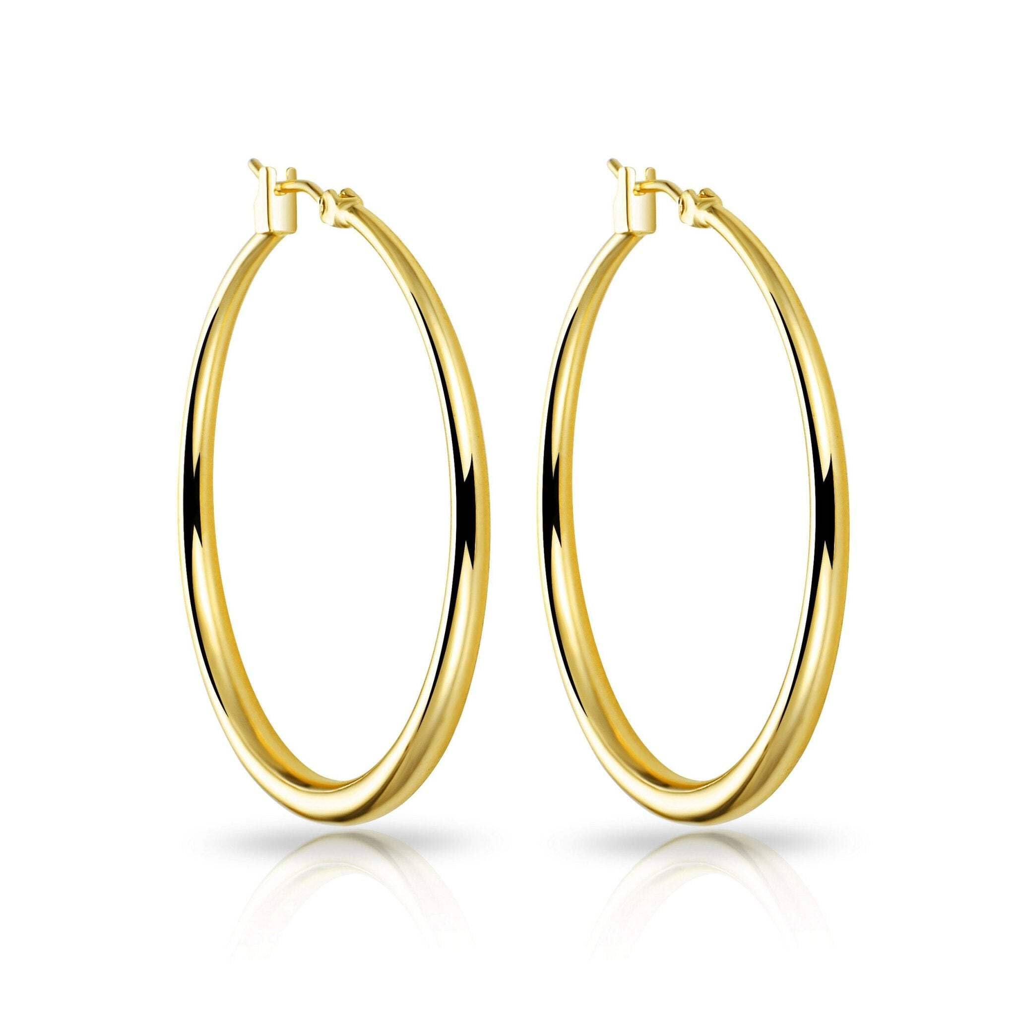 18k Gold Plated 40mm Hoop Earrings