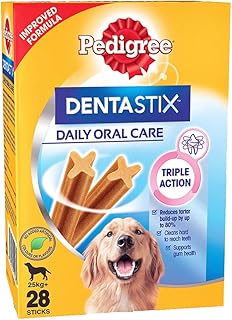 Pedigree Dentastix Oral Care Dog Treat for Adult Large Breed (25 Kg+), Monthly Pack (28 Sticks) 1.08 Kg