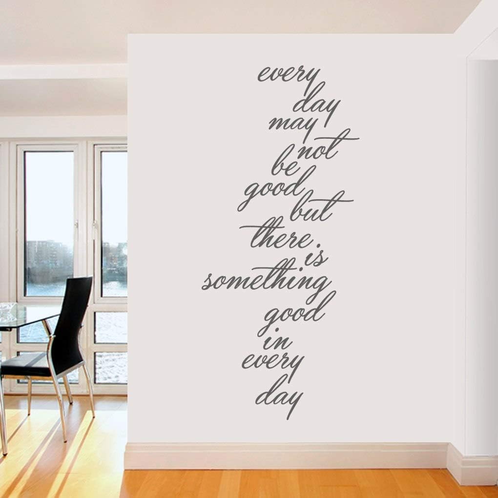 There is Something Good in Every Day Wall Decal for Bedroom, Hallway, Kitchen - Inspirational Quote Sticker | 20” Wide x 48” Tall | Navy | Pick Your Color & Size