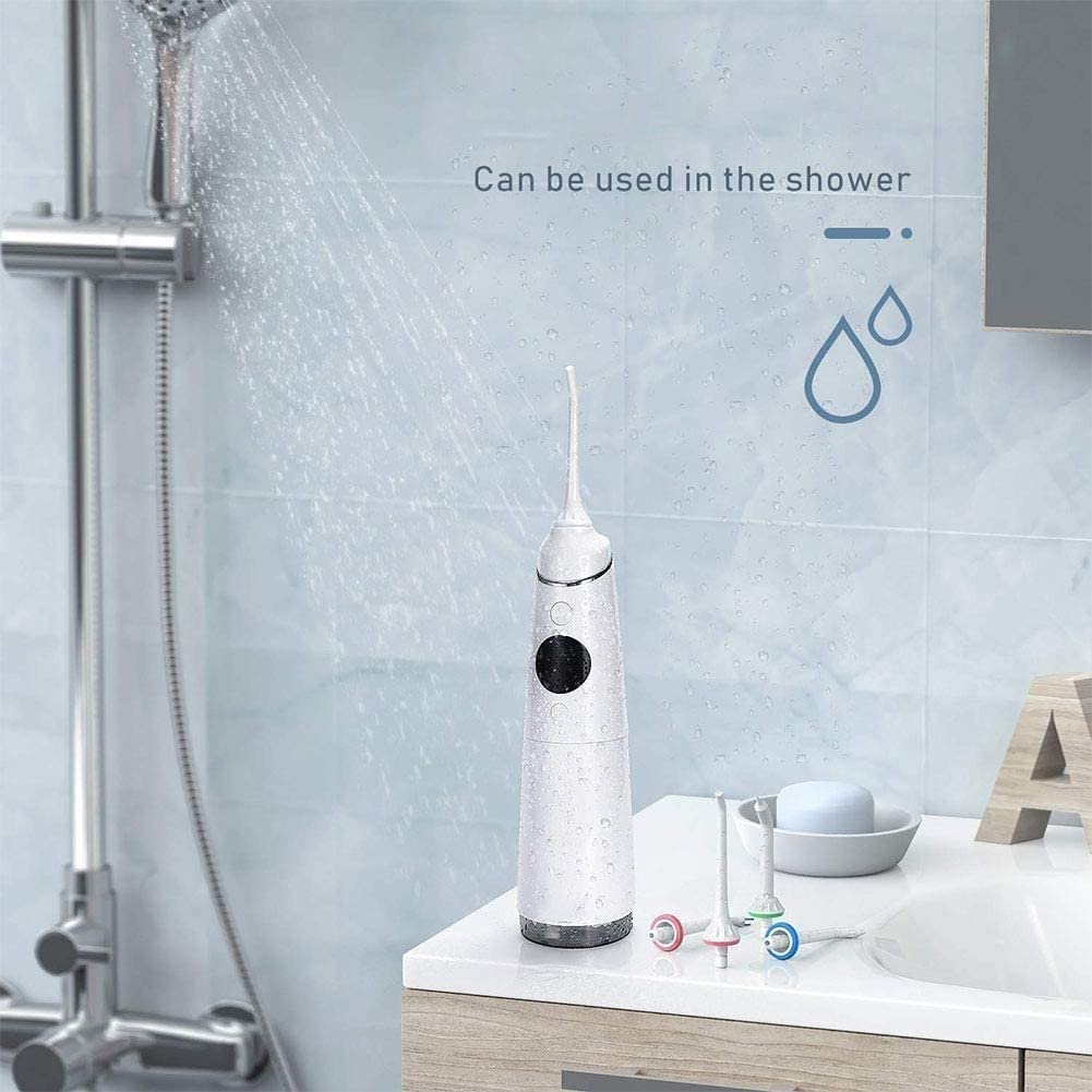 GeRRiT Irrigatore Orale Dentale Portatile con idropulsore con 4 modalità, detergente for Denti Impermeabile Ricaricabile Tramite USB for casa e Viaggi - IPX 7 Impermeabile