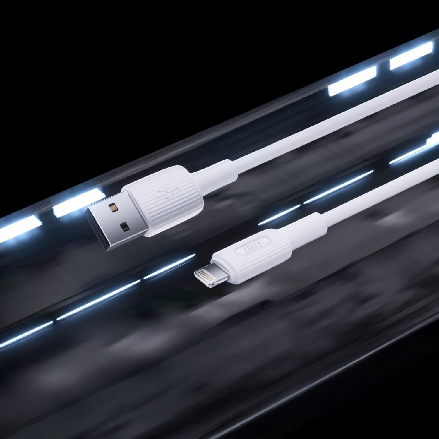 Juo 12W 2.4A USB-A to Lightning iPhone iPad ile Uyumlu Silikon Hızlı Şarj ve Data Kablosu Beyaz 1 Metre