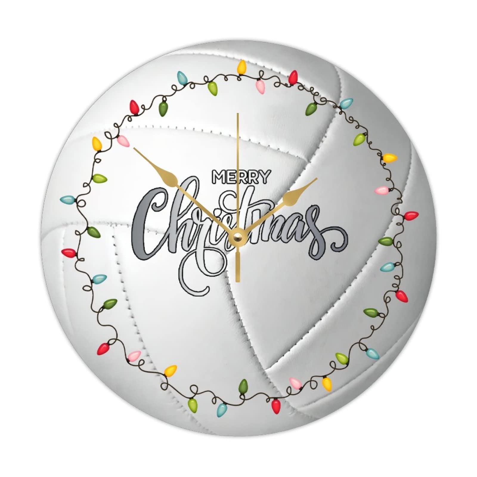Horloge ronde de Noël volleyball en bois pour décorer votre salon chaleureux